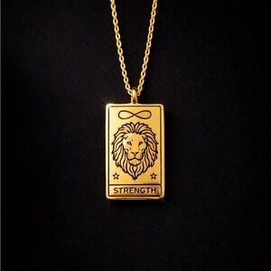 Gold 'Strength' Lion Pendant Necklace
